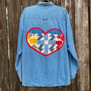 Denim Quilt Patch Button Down